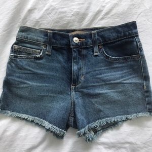 Raw hem denim shorts